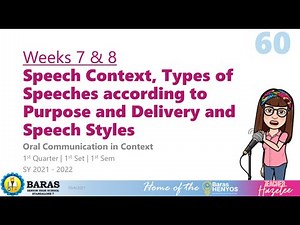 Oral Comm Weeks 7 & 8 - Speech Context, Types of Speeches, and Speech Style
