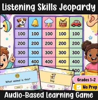 Active Listening Jeopardy, SEL Listening Skills PowerPoint, No Prep, Grades 1-2