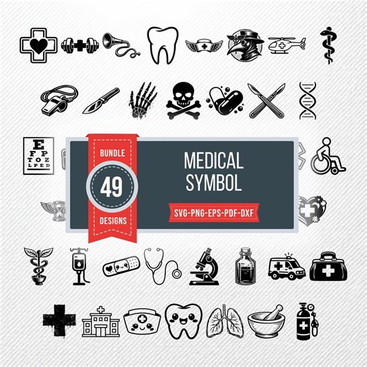 Medical Symbol SVG Bundle | 49 Vector Clipart | PNG Eps Dxf PDF Silhouette Illustrations | Commercial Use | Print Graphics - Etsy