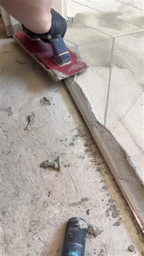 Grouting a 3D Chevron Tile Floor (Step-by-Step) #tiles #works #construction #asmr #fyp #flooring