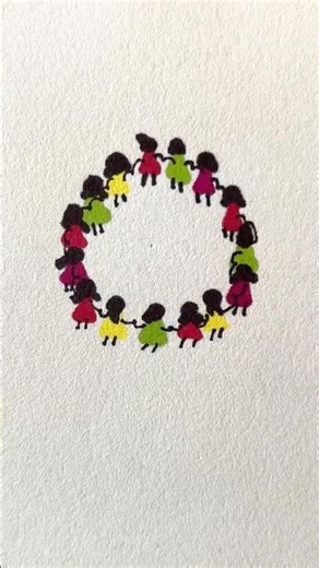 Human Chain from a Circle #kidsart #art #drawing #artforkids #howtodraw #humanchain #shorts #diy