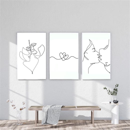 Custom Couple Line Art Portrait: Minimalist Love Drawing - Etsy