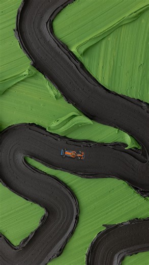 Werner Bronkhorst on Instagram: "‘On The Right Track’ was the flat layout of the circuit I painted on Lando’s Helmet. I needed to create an artwork on canvas with this exact track and three variations of cars Lando has driven throughout his career with @mclarenf1 before I could recreate it again on his physical helmet. It was like working backwards to move forwards. A process that was new to me but one that I thoroughly enjoyed🏎️ ‘On The Right Track’ 97 x 71.5cm Acrylic Polymer in Canvas This a