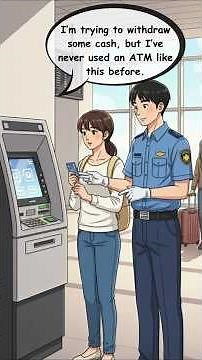 Using a ATM Machine at the airport– Easy English Conversation for Beginners | Learn English
