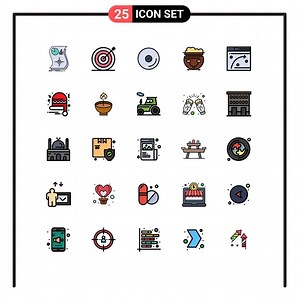 Download 25 User Interface Filled line Flat Color Pack of modern Signs and Symbols of web eat target pot video Editable Vector Design Elements for free