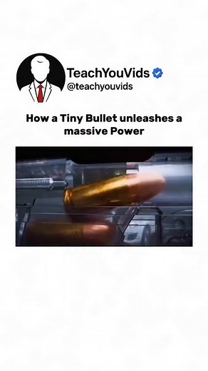 How a tiny bullet unleashes massive power 💥🔍 It’s all physics: controlled pressure, rapid gas expansion, and precise engineering packed into a metal capsule no bigger than your fingertip. The moment it fires, energy transfers in a split second — proving that size isn’t what makes something powerful… design is. Small object, huge physics. This video is for educational purposes only. DM for credit/ removal. #PhysicsFacts #Ballistics #EngineeringExplained #LearnSomethingNew #ForYou | Teachyouvids