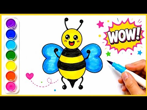 How to Draw a Cute Bee 🐝 | Easy Bee Drawing & Coloring Tutorial |