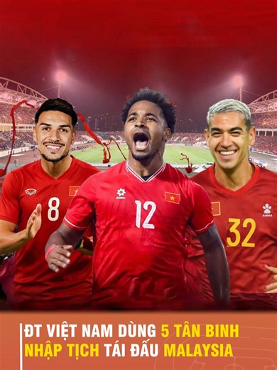 Đội tuyển Việt Nam dùng 5 tân binh nhập tịch tái đấu đội tuyển Malaysia