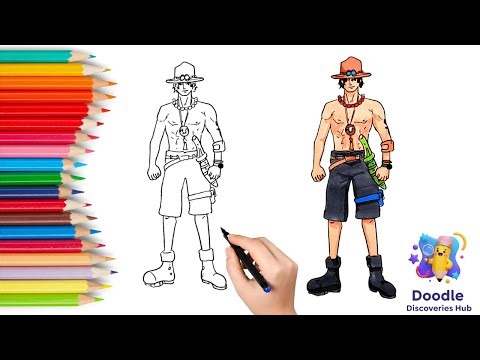 How to draw Ace from One Piece and Coloring | Step-by-Step Anime Fan Art Tutorial