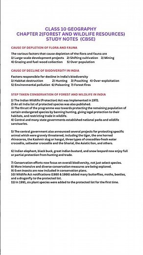 cbse class 10 geography chapter 2 forest and wildlife resources study notes #cbseclass10