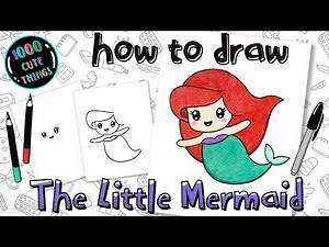 HOW to DRAW ARIEL The Little Mermaid (super easy and cute).
