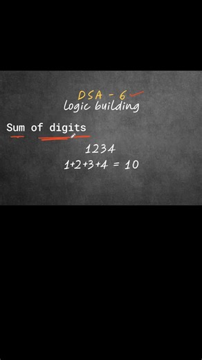 Vamsi krishna | Sum of digits | Logic building | Dsa series Day6 #dsa #dsaseries | Instagram