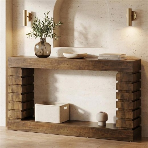 70.87" Extra Long Narrow Console Table With Shelf, Walnut Brown Woodgrain Sofa Table Behind Couch, 2-tier Entryway Hallway Table - Etsy