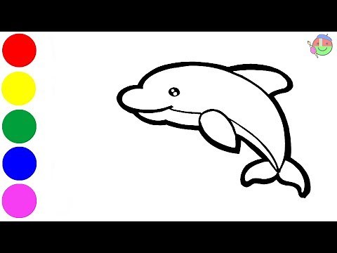 วิธีการวาดและระบายสีปลาโลมา | เรียนรู้การวาดและระบายสีสำหรับเด็ก | How to draw and paint dolphins |