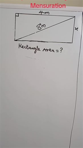 How to solve for the area of a rectangle with a diagonal #mathteacher #mathstudents #mensuration #diagonal #area