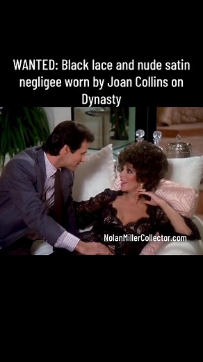 WANTED: Where is this black lace and nude satin negligee worn by Joan Collins as Alexis Carrington Colby on Dynasty designed by Nolan Miller? . . . #joancollins #dynasty #nolanmiller #alexiscarrington #costume #gown #80sfashion #couture #collector #vintage #fashion #fashionblogger #filmcostume #oldhollywoodglamour #style #negligee #michaelnader #hollywood #fashioninfilm #filmcostume #diva #instastyle #fashiongram #fashiondesigner #design #glam #oldhollywood #fashiontiktok #fashioninspo
