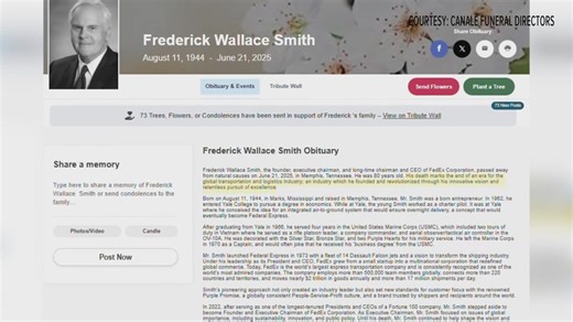 FedEx founder Fred Smith's obituary goes public