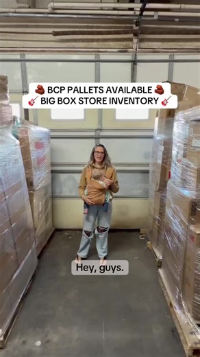 B with B and D Liquidators, and I’ve got a ton of BCP pallets available right now. We’ve got BCP over here, BCP over there, big boxes and small boxes, and plenty of them for you to come check out. These pallets come from a manufacturer that supplies the world’s largest big box stores, so you’ll find all kinds of different products inside. You might see home appliances, musical instruments, toys, and even bumper cars. My kids have those bumper cars and they love them. There are so many different 