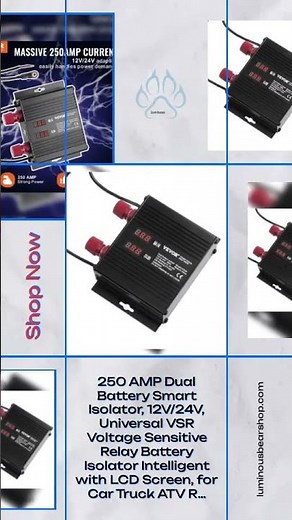 250 AMP Dual Battery Smart Isolator, 12V/24V, Universal VSR Voltage Sensitive Relay Battery Isola...