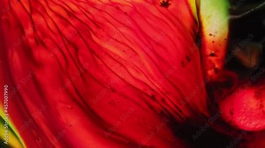 Red ink flow and blend creating a fantastic background. Abstract ink background with flowing effect for visual effects and motion graphics. Stock Video