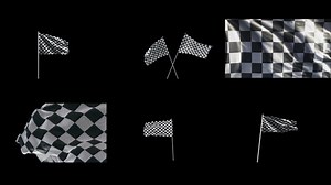 Waving Checkered Flags Loop Animation with Alpha Channel