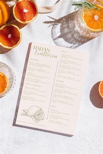 Italian Restaurant Menu Template | Editable Canva | Printable Trattoria Dinner Menu | Rustic Italian Bistro - Etsy