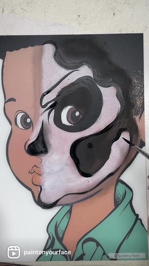 How I do a half skull facepaint! 💀#facepaintinglosangeles #facepainterlosangeles #facepaintingorangecounty #facepainterorangecounty #ocfacepainter #LAfacepainter #kidsparties #kidsevents #paintonyourface #facepainter #facepainting #skull #skullmakeup #skullfacepainting #skullfacepainttutorial #skullmakeuptutorial