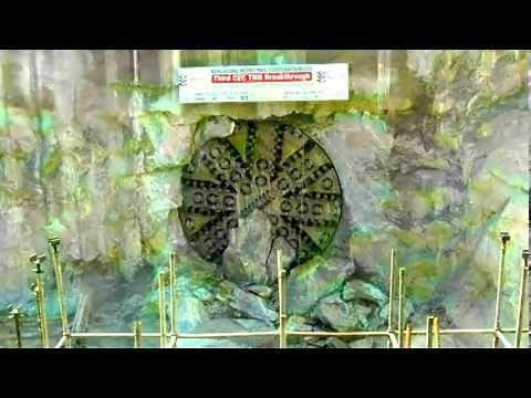 Slurry TBM breakthrough in a full face of hard rock