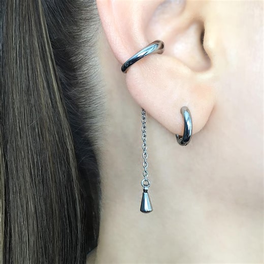 Minimalist Chain Drop Ear Cuff ,no Piercing Ear Cuff, Stainless Steel Unisex Jewelry - Etsy Canada