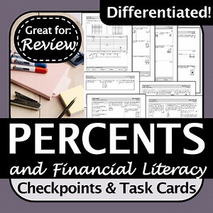 Percent & Financial Literacy Task Cards & Review | Engaging Math Practice