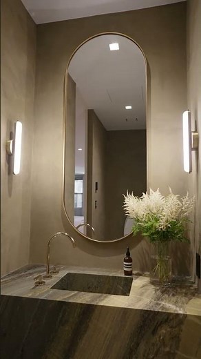 Green Powder Room: Small Bathroom, Big Style #bathroomdesign #powderroomdesign