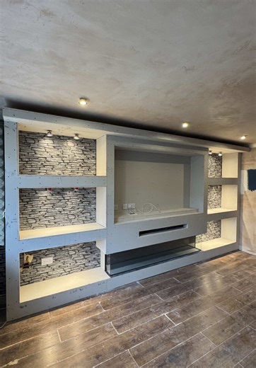 Stunning Media Wall with Floating Ceiling Features