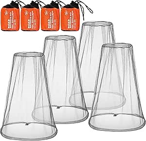 HESTYA 4 Pack Mosquito Bug Net Mesh for Head Mosquito Net Face Fly Netting Hood from Insect Bugs Gnats for Outdoor