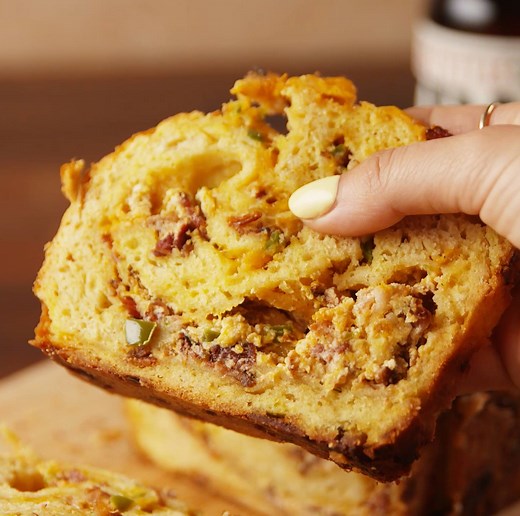 This Bacon Cheddar Beer Bread will be gone before it even cools off. Full recipe: http://dlsh.it/a9FsHBs | Delish