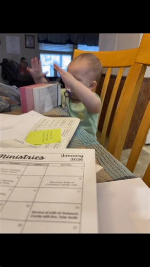 Taking full advantage of a snow day getting February calendars and schedules done for church. I had a little help too!
