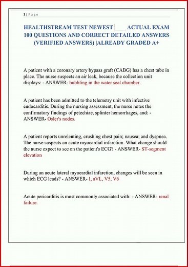 Healthstream Test Newest Actual Exam 100 Questions And Corre video