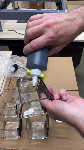 Getting some glasses ready to laser by adding a thin layer of black tempera paint to the surface. This helps the laser engraving process. Going to use the Xtool D1 Pro 20 watt laser to add some images to these square glasses. As an Xtool affiliate you can get a discount on products through Xtool by using the link in my bio. You can also use this paint trick to etch glass with a fiber laser. @xtoolofficial #laser #laserengraving #laseretching #engraving #engrave #glasses #whiskeyglassss #customgl