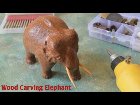 Elephant Carving In Wood | Wooden Elephant Carving | Elephant Wood Carving Using Mini Rotary Tool