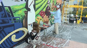 Here is a look back at Muralist Hans Joseph Geist as he paints way through Brighton’s history. The mural features Brighton's historic past, including Brighton’s founding fathers Daniel Carmichael and Dewey Strong. It also showcases a rich agriculture history with Bob Sakata and honors civil rights activist Guadalupe Villalobos Briseno. Historic Brighton at Founder’s Plaza is located at South Main Street and East Bridge Street. | City of Brighton, Colorado Government