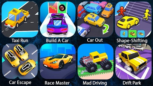 Race Master, Vehicles Master, Drive Mad, Build A Car, Traffic Escape, Taxi Run Mobile Games