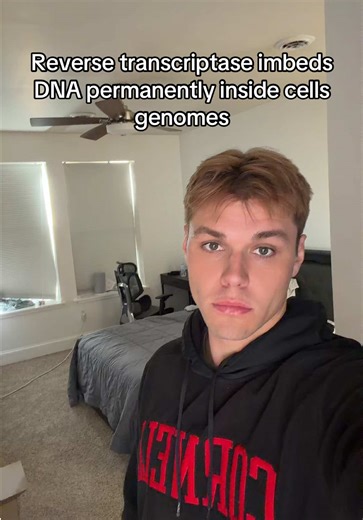 The joke is that reverse transcriptase is an enzyme that converts RNA into DNA, and that DNA can then become integrated into a cell’s genome where it remains as part of the cell’s genetic information. Once something is embedded in the genome like that, it becomes very difficult to remove because it is now written directly into the system. When I say reverse transcriptase embeds DNA permanently inside a cell’s genome, I’m using that biological idea as a metaphor for my own human experience. It su