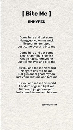 ENHYPEN | BITE ME (lyrics) #enhypen #biteme #darkblood #engene #kpop #엔하이픈