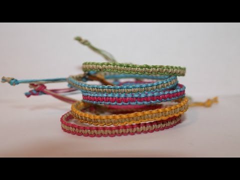 Two-Colored Square Knot Friendship Bracelet Tutorial [CC]