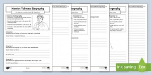 Harriet Tubman Biography Writing Frame