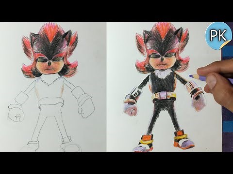 How to draw [ Super shadow ] full outline and coloring tutorial || #sonic 2