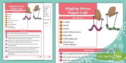 Wiggling Worms Puppet Craft Instructions