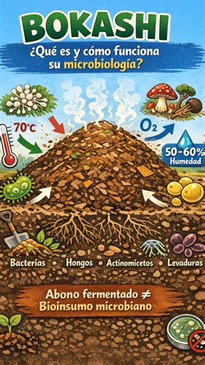 🌱 BOKASHI: qué es y cómo funciona su microbiología 🦠 El bokashi no es un bioinsumo, ni un inoculante microbiano. Es un abono orgánico fermentado, cuyo efecto depende de un proceso aeróbico controlado, donde la microbiología transforma la materia orgánica y prepara el suelo para que funcione mejor. En este video explicamos: ✔️ Qué es realmente el bokashi ✔️ Qué microorganismos participan ✔️ Por qué no actúa como Trichoderma o Bacillus ✔️ Cómo se comporta la microbiología durante la fermentación