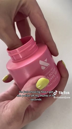 Our nail polish remover pot works like magic & is acetone free 💗 #oliveandjune #nails #nailpolishhack #nailpolishremover #nailtok