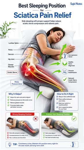 Sciatica Relief in Bed | Correct Side Sleeping Posture # #nursing #short #physiotherapytechniques