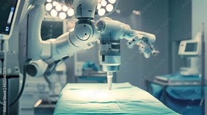 A robotic hand efficiently operates a machine in a hospital setting, assisting in various medical procedures, A medical robot performing a delicate surgery